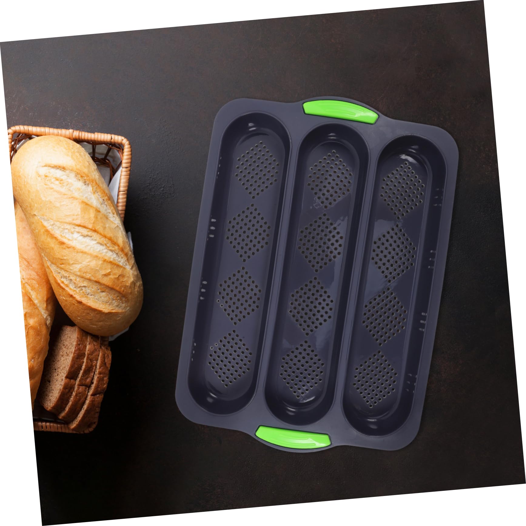 FUNOMOCYA Silicone Baking Bread Mold 3 Wave Loaf Pan French Bread Mould Bakeware Supplies Non-stick Loaf Tin