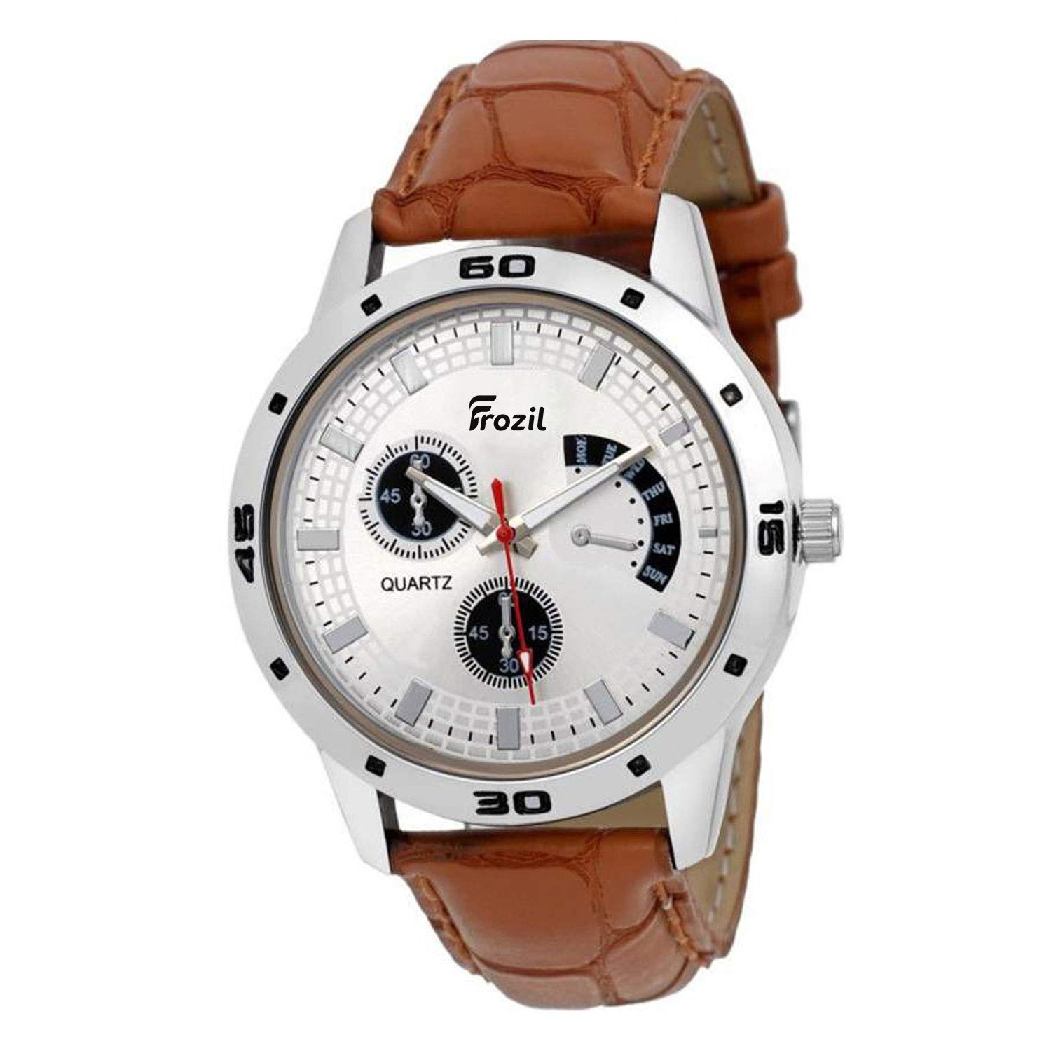 FROZIL Analogue White Dial Leather Belt Watch for Men and Boys -1024 (B085L7PZDB) Amazon Price History, Amazon Price Tracker