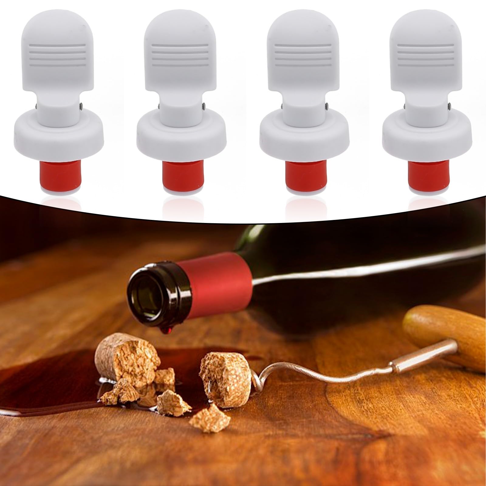 Tappo per bottiglia di vino con leva a pressione, tappo ermetico in PP e gomma, per bottiglie di vino, birra, olio e aceto, ecc., chiusura a tenuta stagna estende la freschezza (4 pezzi