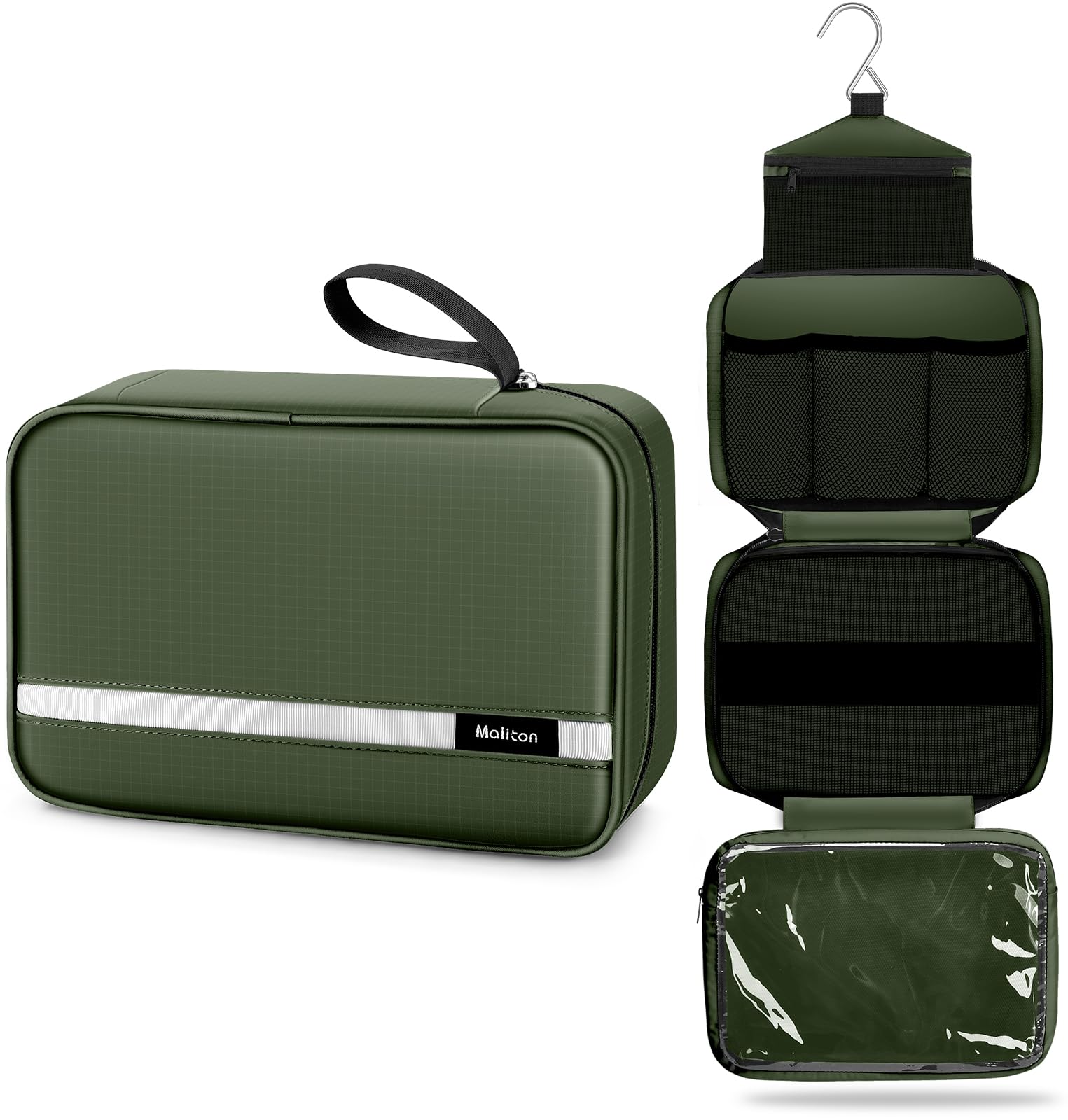 Maliton Toiletry Bag for Men & Women Large Toiletry Bags for Traveling Hanging Toiletry Bag Hygiene Bag with 4 Compartments Waterproof Bathroom Shower