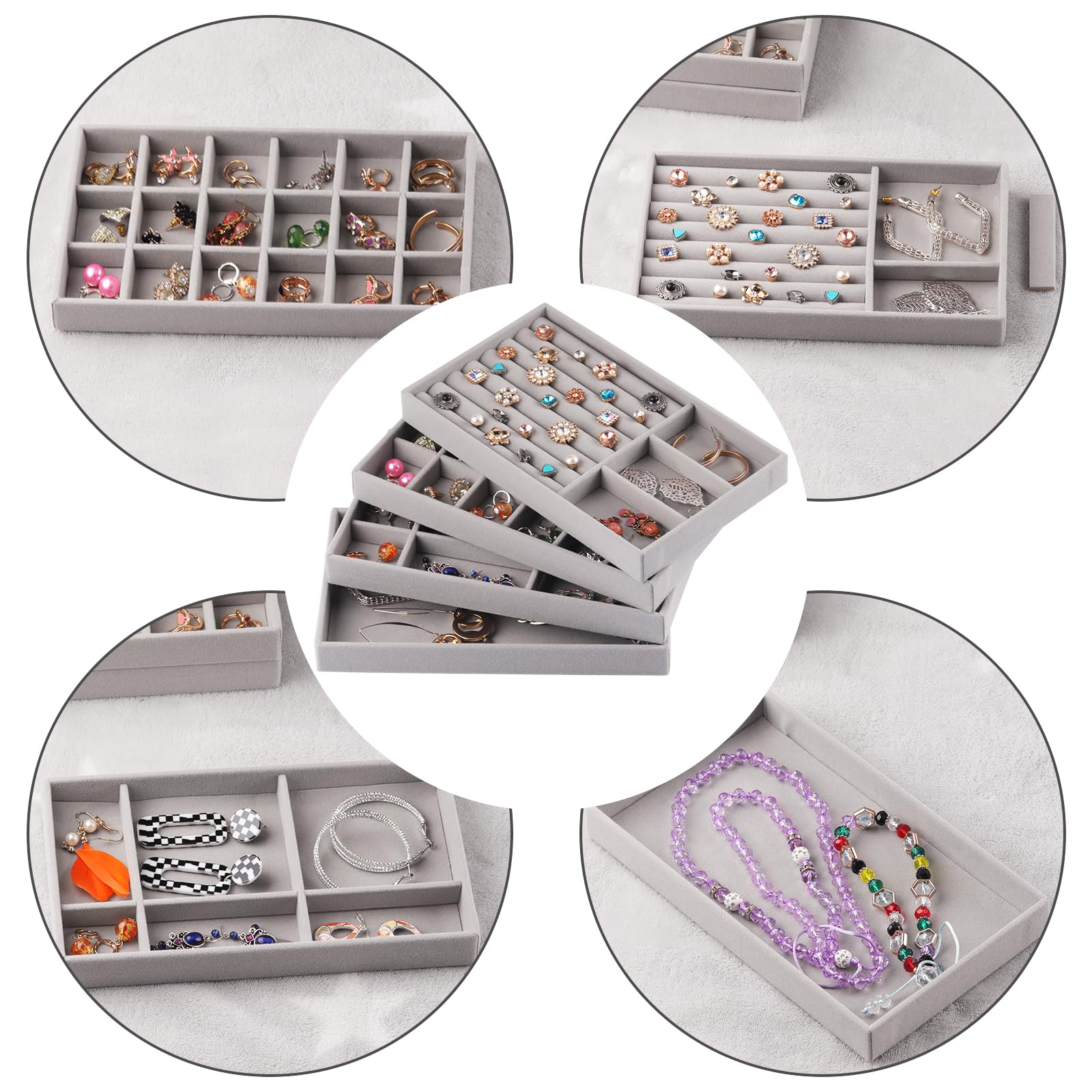 BUOSHUO 8 Vassoio Portagioie In Velluto Impilabile - Gioielli