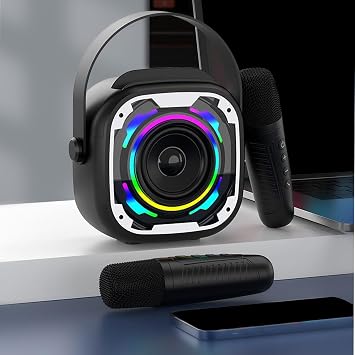 Karaoke Speaker PA System, Small Subwoofer, Handle, RGB Lights