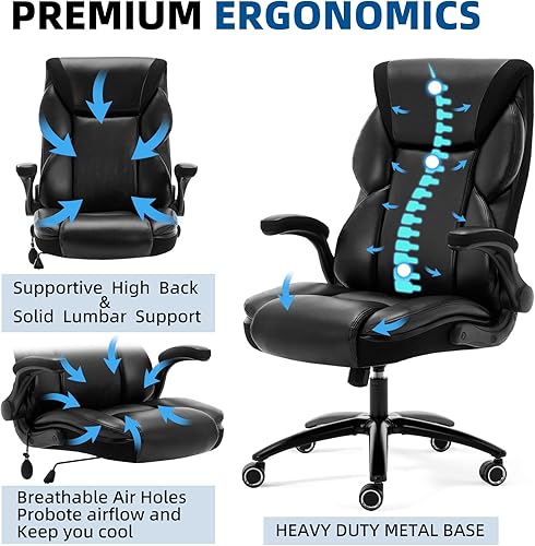 Miniatura 4 de Silla ergonómica de oficina para juegos, cómoda, silla de escritorio de cuero transpirable con soporte lumbar y soporte para la espalda, cómoda