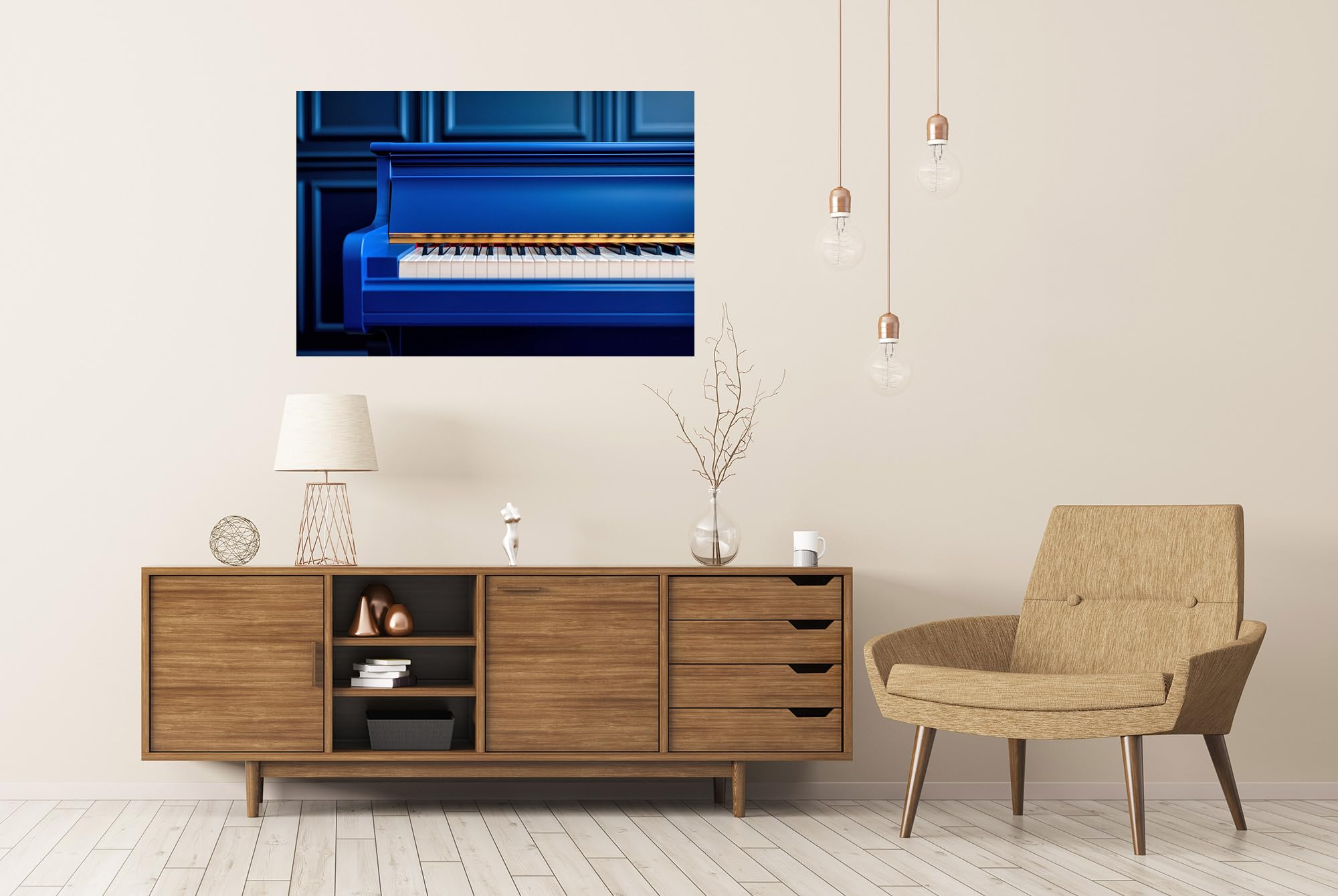 islandburner Prime XXL - Póster de piano azul elegante en la habitación con música de alta calidad