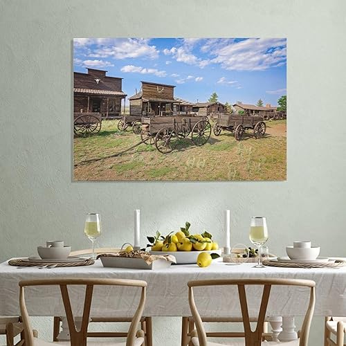 Miniatura 3 de Pósteres de lona de estilo rústico de la ciudad fantasma del oeste del viejo oeste, decoración de dormitorio, decoración de oficina, regalos de