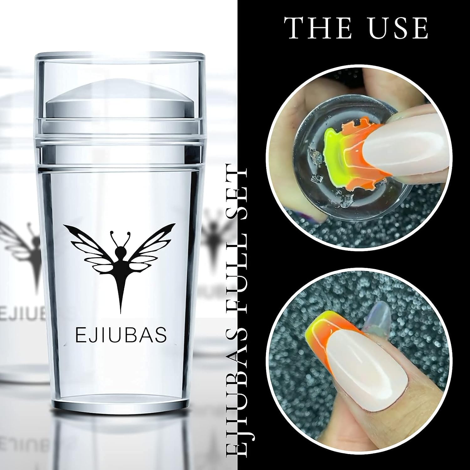 Ejiubas 3 Pcs Jelly Clear Nail Stampers 3 Pcs Sandy Nail Scrapers 3 Pcs Silicone Nail Art Stamper Heads Nail Stamping Kits DIY Nail Art Tools Valentines Gifts