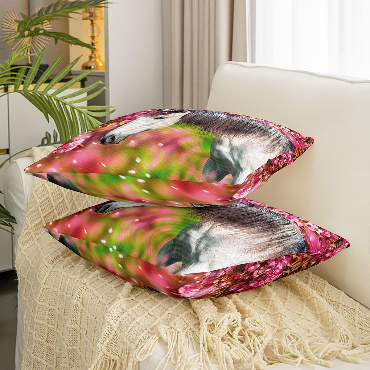 EKOBLA Federa Per Cuscino Lombare 50x76 Cm – Design Cavallo In Corsa Nella Foresta, Morbida Microfibra, Cerniera Invisibile