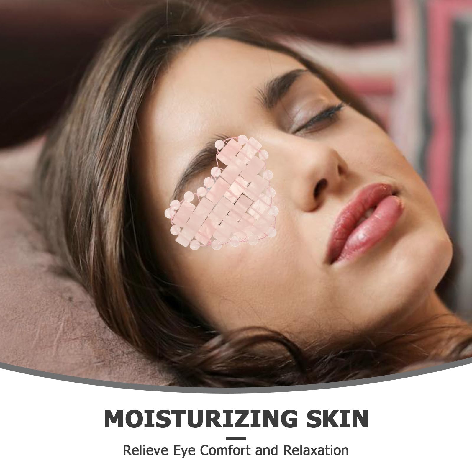IMIKEYA Maschera per Occhi Copertura Confortevole in Pietra Rosa a Forma di Cuore, 1 Paio per Riposo, per Relax e Cura del Viso