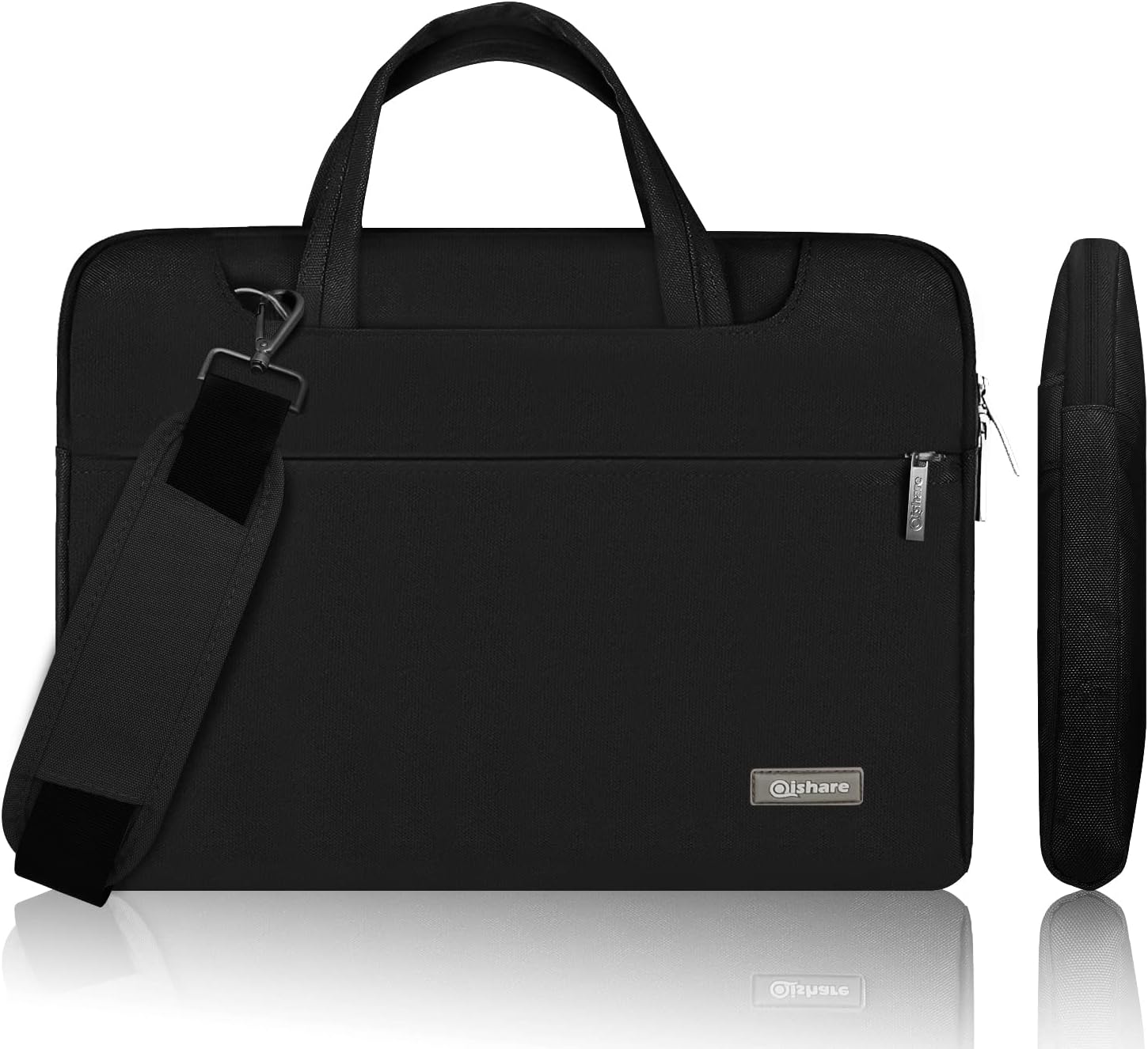 Qishare 10 11" 11.6" 11.6-inch 12 Inch Black Multi-Functional Business Briefcase/Messenger Case with Handle and Carrying Strap for MacBook Air 11'', Hp Stream 11(Black, 11.6-12'')