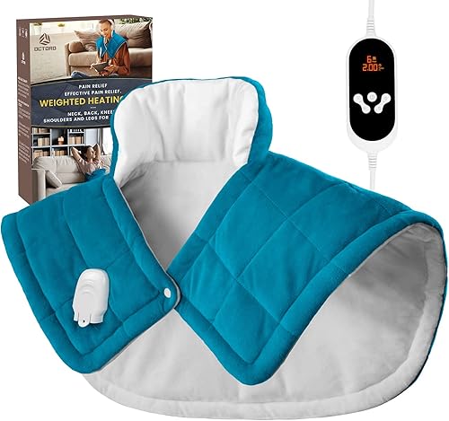 Almohadilla térmica con peso para cuello y hombros, almohadillas térmicas eléctricas de cuello de 2.4 libras para aliviar el dolor de cuello,