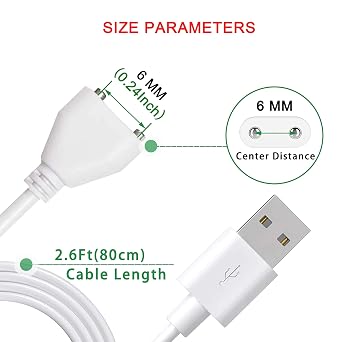 Magnetic USB DC Charger Cable Replacement Charging Cord-(6mm/0.24inch)