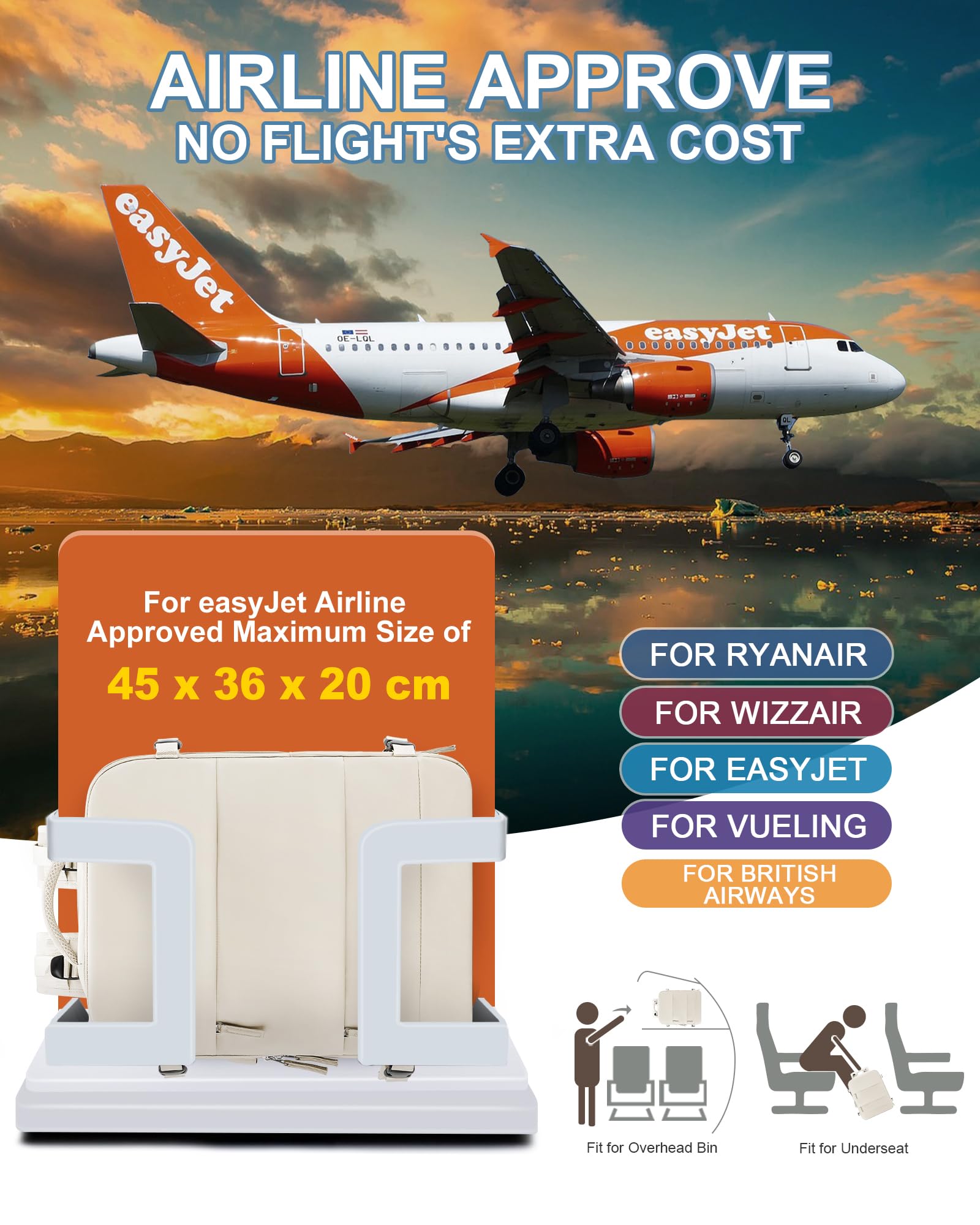 SZSYCN Borse da cabina per Ryanair 40x20x25 Bagaglio a mano Easyjet 45x36x20,zaino viaggio 40x20x25 Ryanair,zaino casual per laptop da 14 pollici per scuola con porta di USB