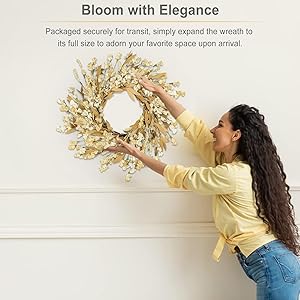 Artgar Fall Wreath, Fall Wreaths for Front Door, 24 in Fall Decor Floral Wreath, Door Wreaths for Front Door Outside All Season for Thanksgiving Home Indoor Outdoor Wall Decor (Wheat)