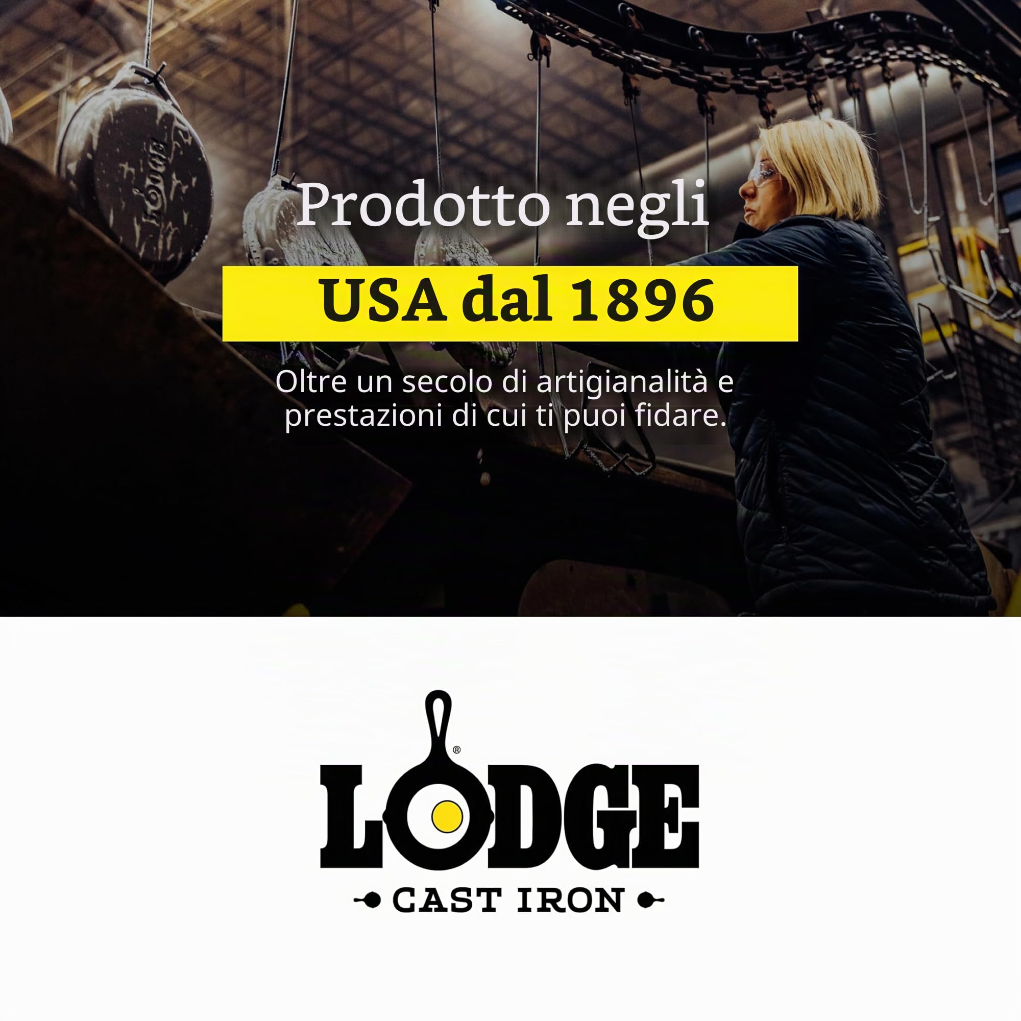 LODGE Wok in ghisa, nero, 29,06 x 23,34 x 7,47 cm