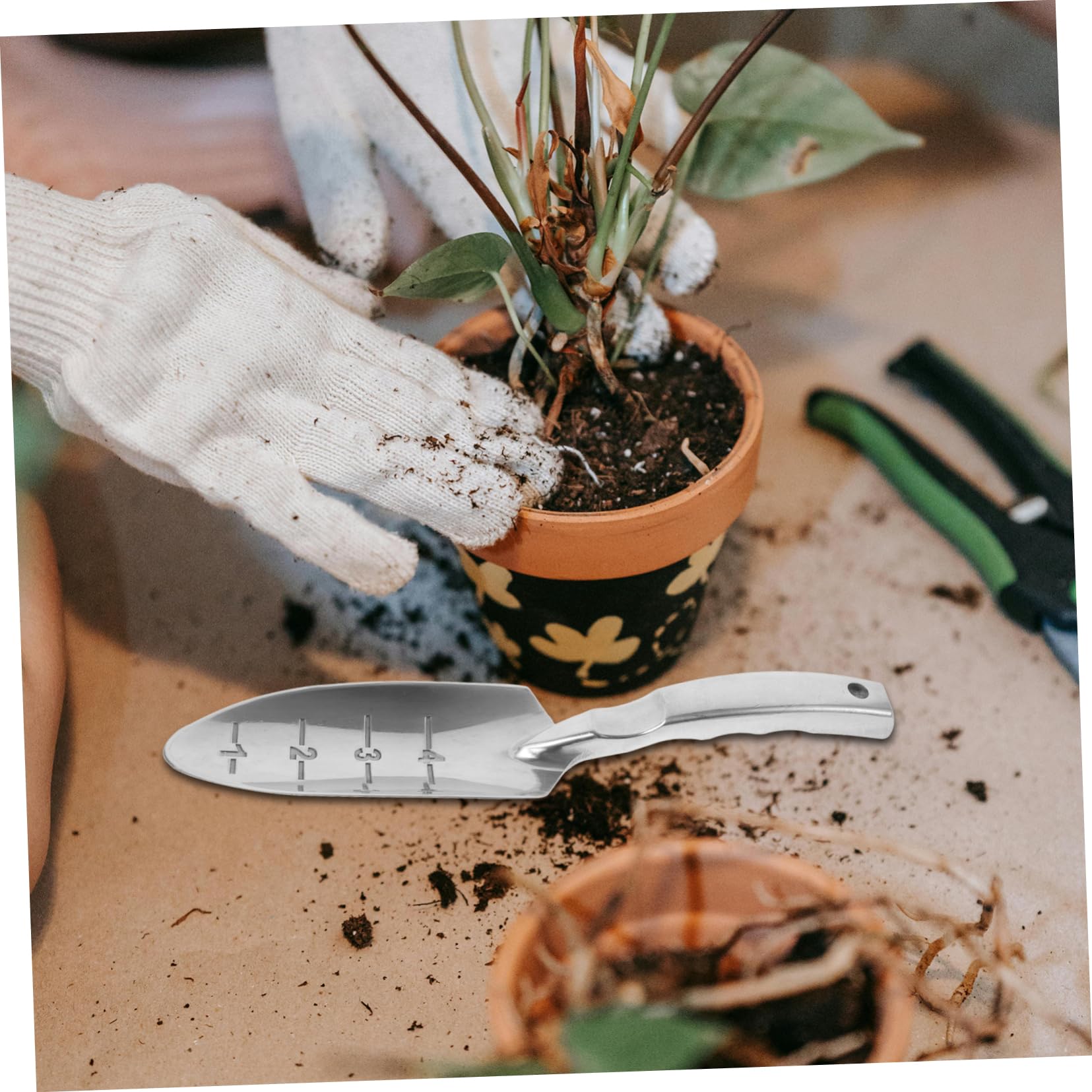 BESPORTBLE 5 Pièces Gardening Digging Phel Tools Bêche De Jardin Pelle De Rempotage Lourd Usine Aménagement Paysager Pelle De Plantation De Jardin Alliage D'aluminium Silver