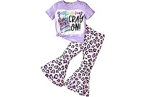 Toddler Girl Clothes 2PC Summer Outfit Letter Print Graphic Top & Leopard...