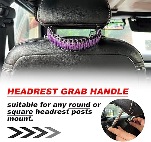 Miniatura 2 de Asas de agarre para reposacabezas (púrpura), asas de agarre para reposacabezas de paracaídas para Jeep Tacoma Bronco 4Runner, asas de agarre