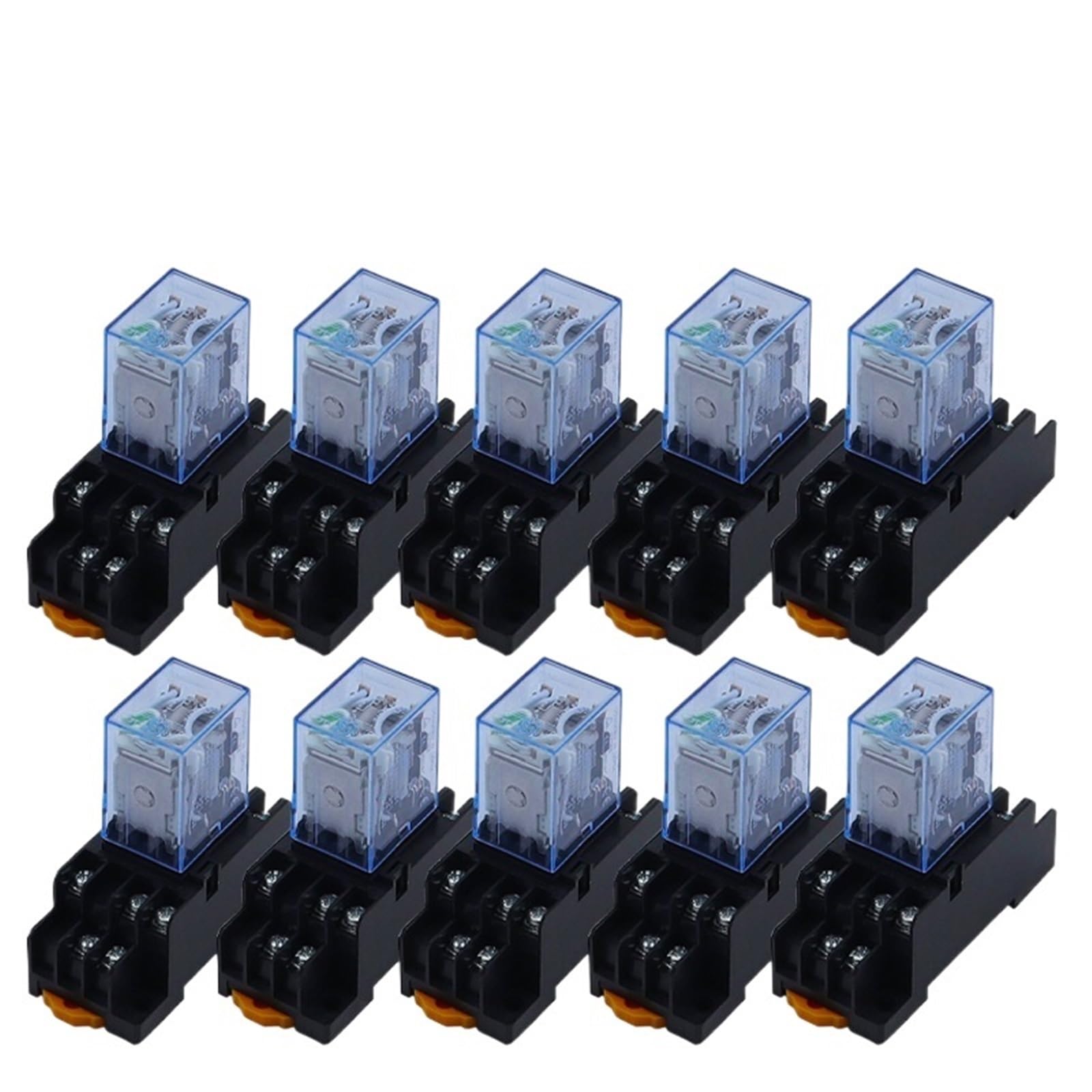 Juego de 10 relés MY3NJ HH53P 3NO3NC con base de zócalo, bobina, interruptor de relé electromagnético mini general, LED, CA 110/220 V, CC 6/24 V(AC,48V)