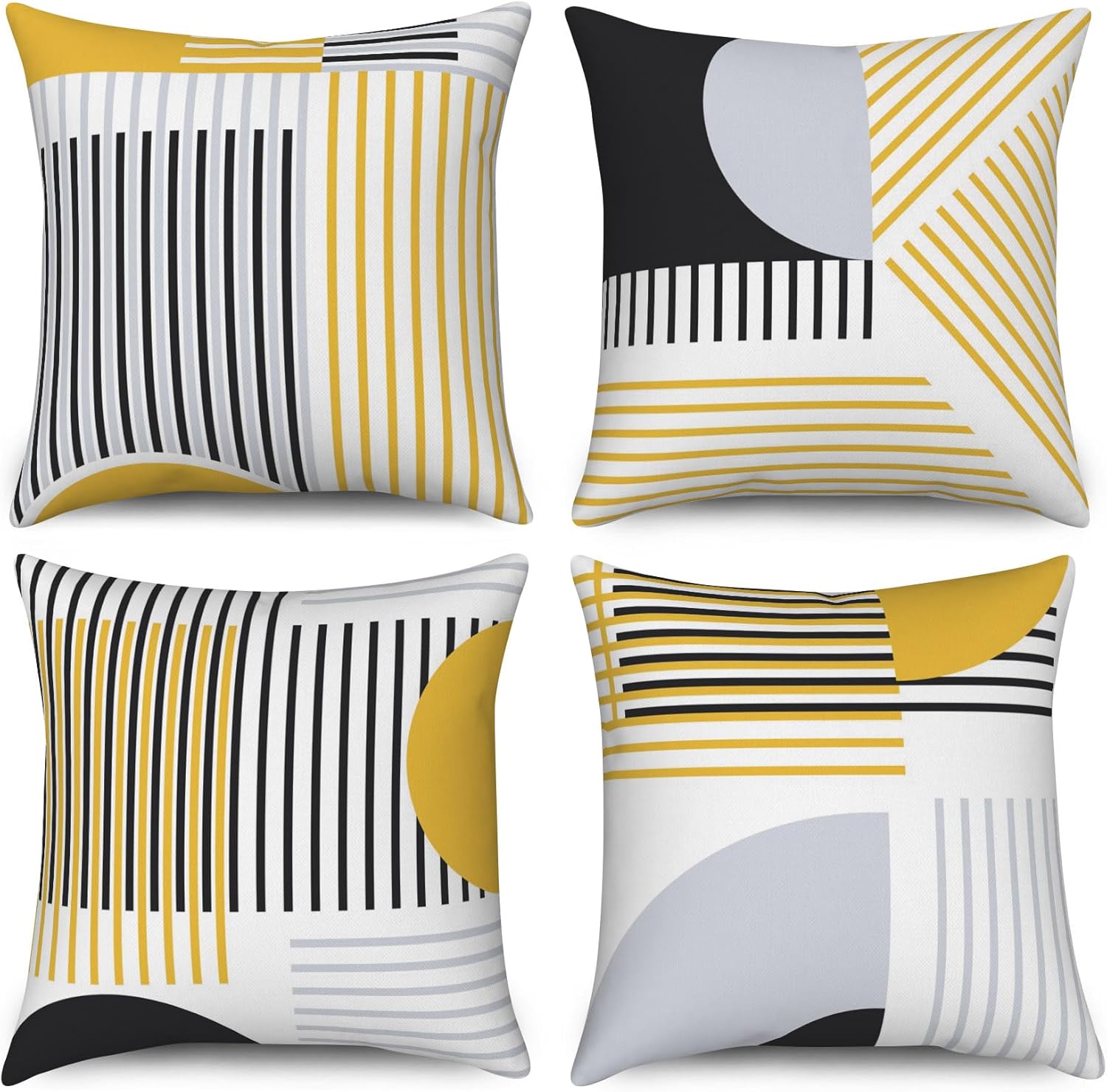 Striped Throw Pillow Covers 26"x26" Set of 4, Geometric Pillowcase Modern Minimalist Abstract Print Cushion Covers for Couch Sofa Bedroom Farmhouse Livingroom Garden Patio Car Decorative