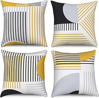 Modern Minimalist Pillow Covers Geometric Stripe 20x20 Set of 4