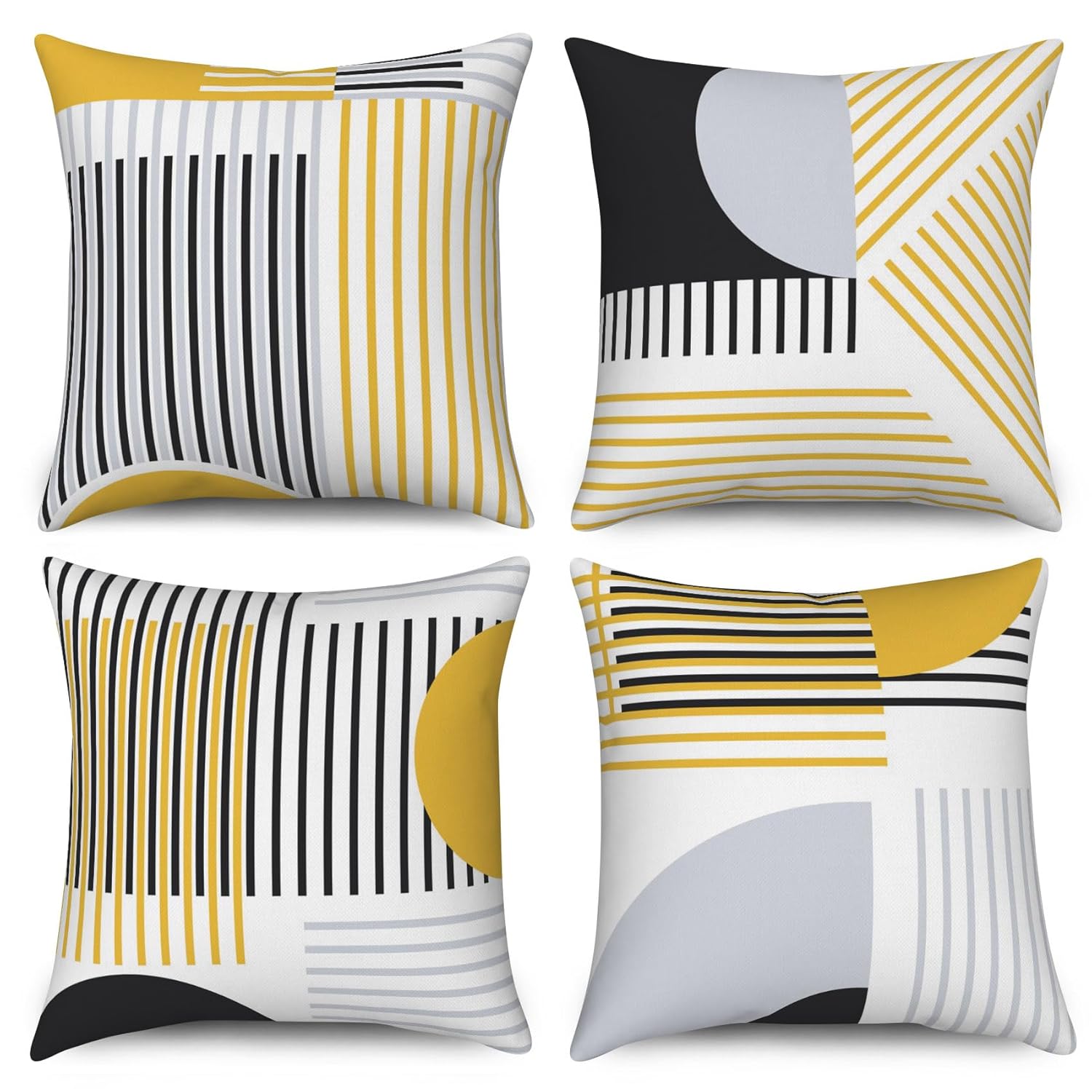 Vie Savaran Striped Throw Pillow Covers 22x22 Set of 4 Geometric Pillowcase Modern Minimalist Abstract Print Cushion Covers