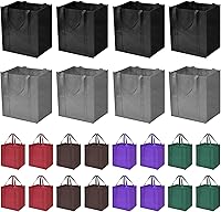 JERIA 24-Pack Heavy Duty Reusable Grocery Bags - Extra Large Washable Foldable Totes with Reinforced Handles, Assorted Colors