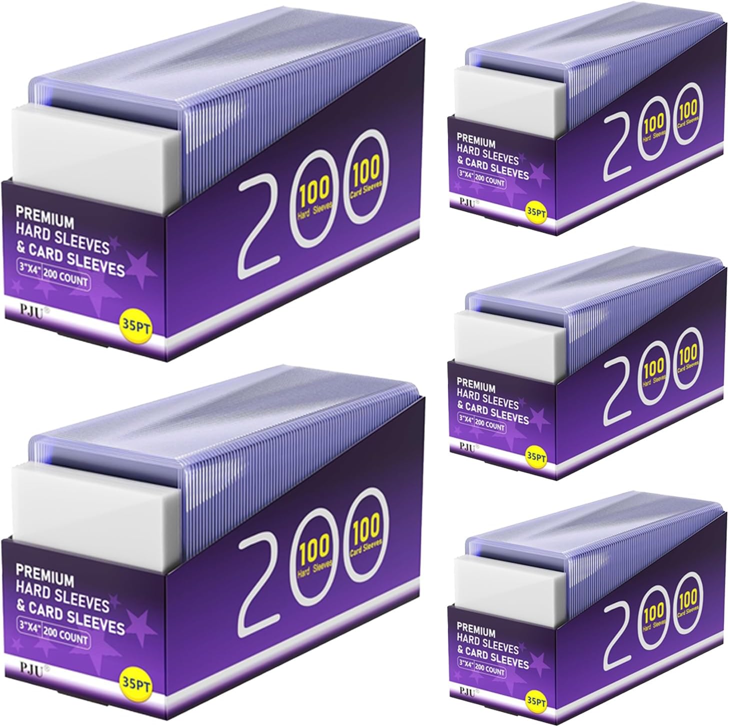 1000 Card Sleeves Hard Plastic, Premium Baseball Card Sleeves, 3" x 4" Trading Cards Holder, Sports Football Game Cards Protectors Top Cases (500 Hard Sleeve + 500 Soft Sleeve)