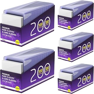 1000 Top Load Card Sleeves - Hard Plastic, 3" x 4", Baseball & Trading Card Protectors (500 Hard + 500 Clear)