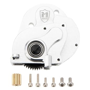 MEUS Racing SCX24 Transmission Aluminum Complete Gearbox for 1/24 Axial SCX24 RC Crawler Brushless, Silver