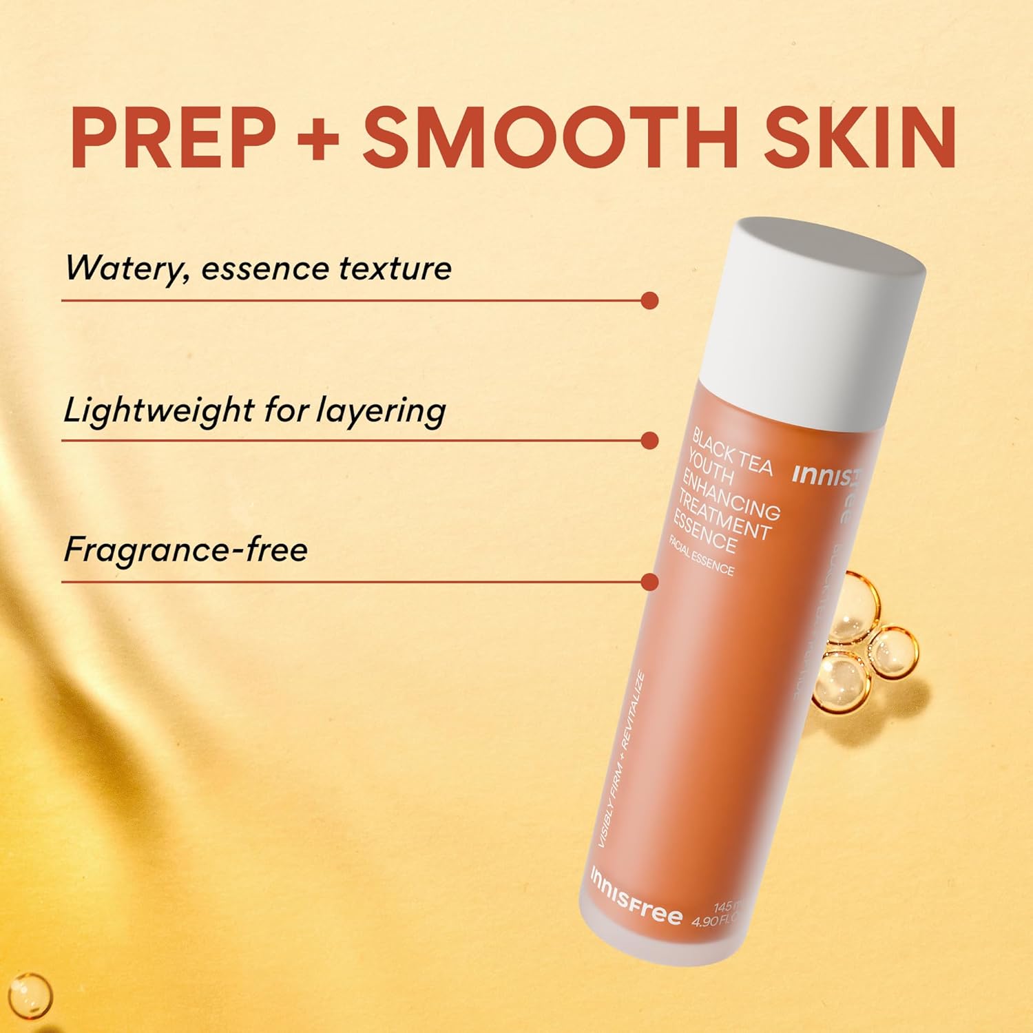 innisfree Black Tea Youth Essence, Korean Anti-Aging Treatment with Niacinamide for Radiance, Firm Skin, Hydration, and Barrier Support - Image 2