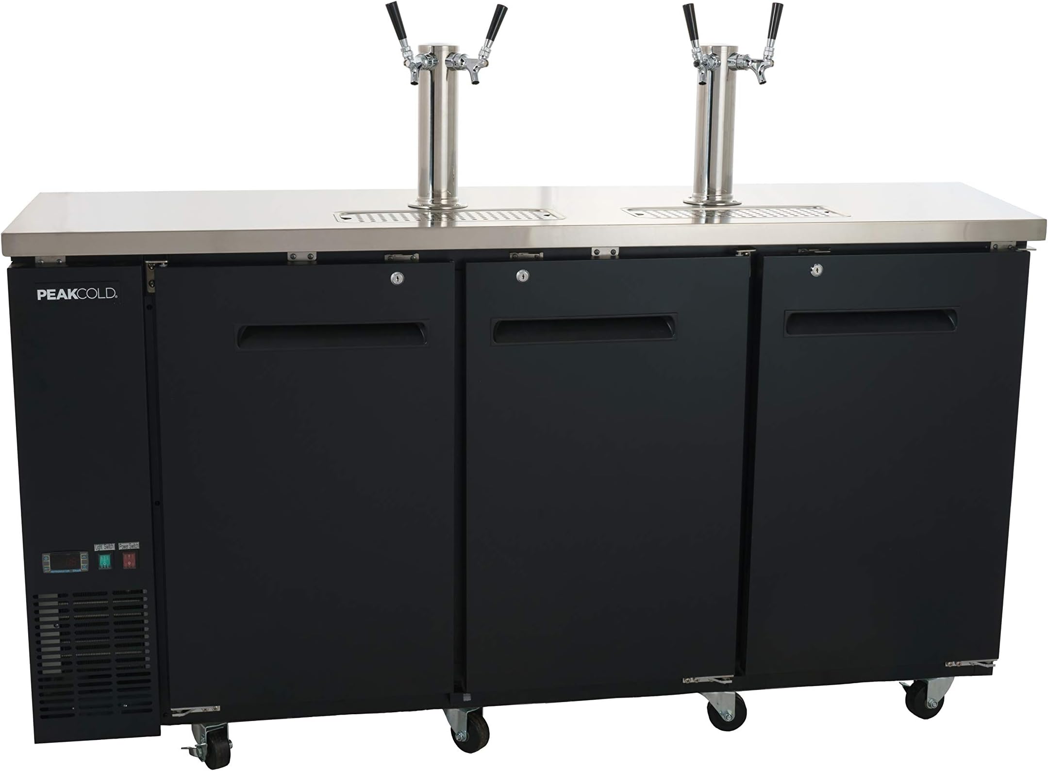 PEAKCOLD 2 Door, 4 Tap Commercial Beer Dispenser Double