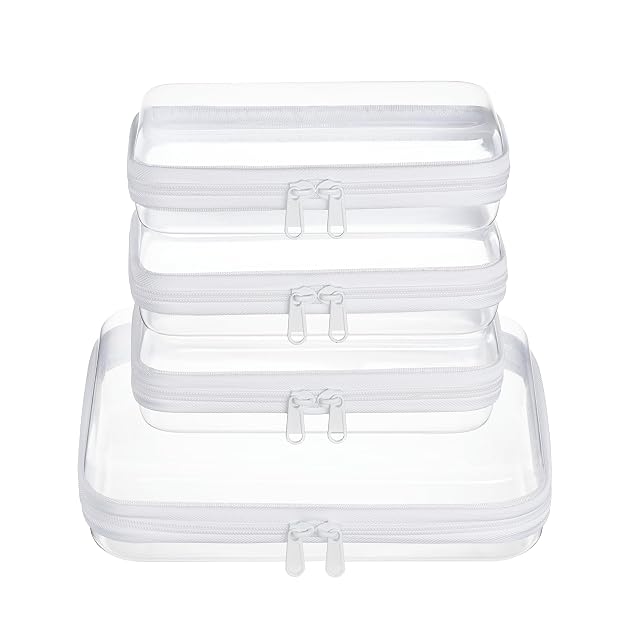 4 pcs Clear Zipper Pouches Hard Shell Zipper Case Toiletry Bag for Travel CLear Diaper Bag Toiletry Pouch
