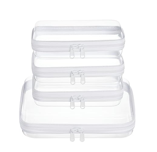 WELPIRT 4 pcs Clear Zipper Pouches,Hard Shell Zipper Case | Toiletry Bag for Travel, CLear Diaper Bag, Toiletry Pouch, Travel Organizer, Cosmetic Bag,Toy Storage Bins (M+3S)