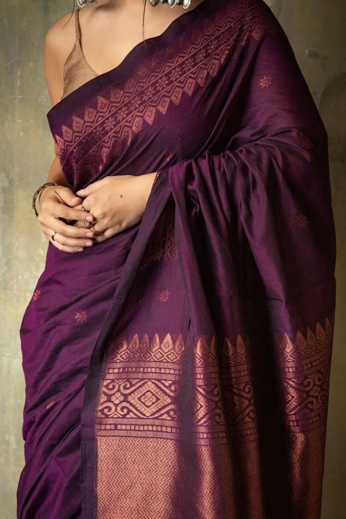 SGF11 Women's Kanjivaram Soft Cotton Linen Silk Saree With Blouse Piece product image 6