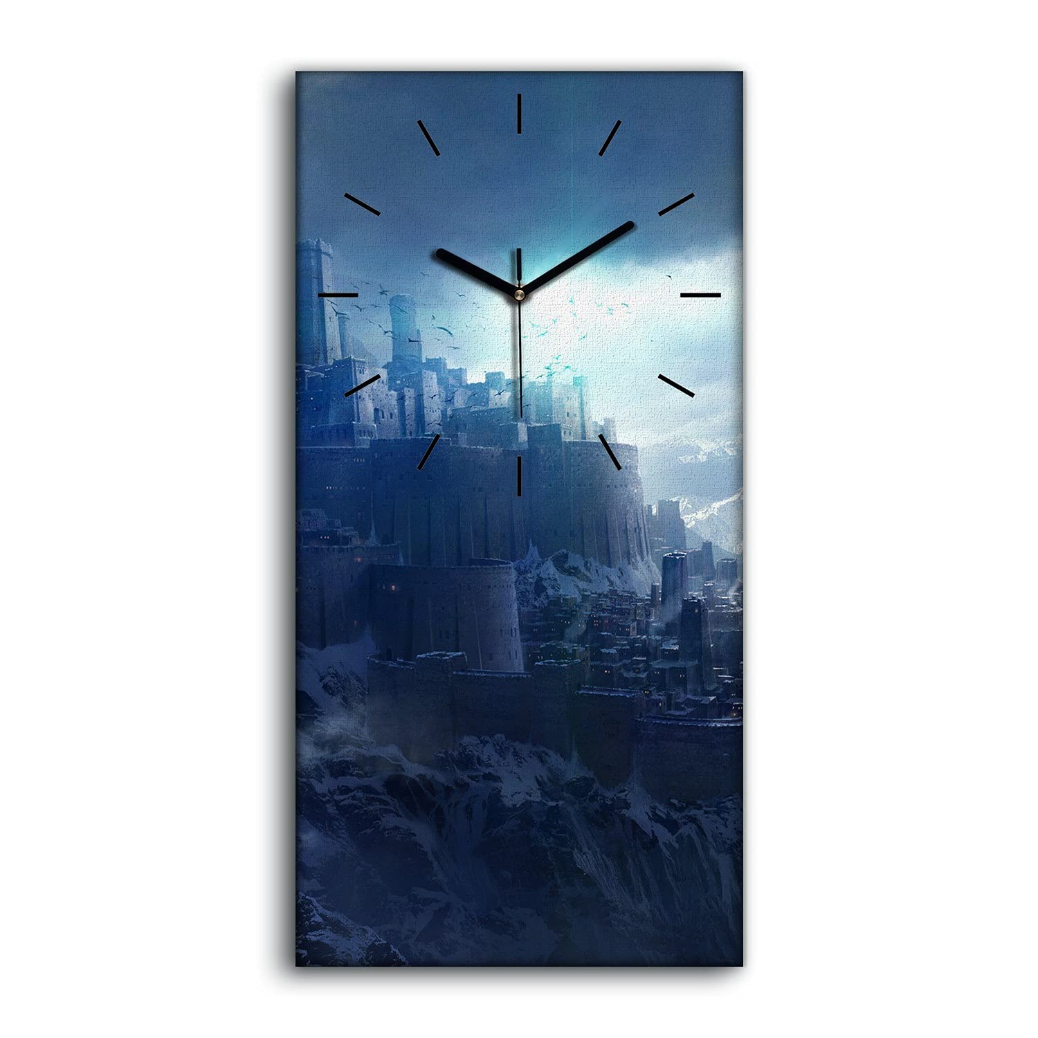Horloge Murale Toile Art Moderne Tableau Tableau Château Montagnes 30x60
