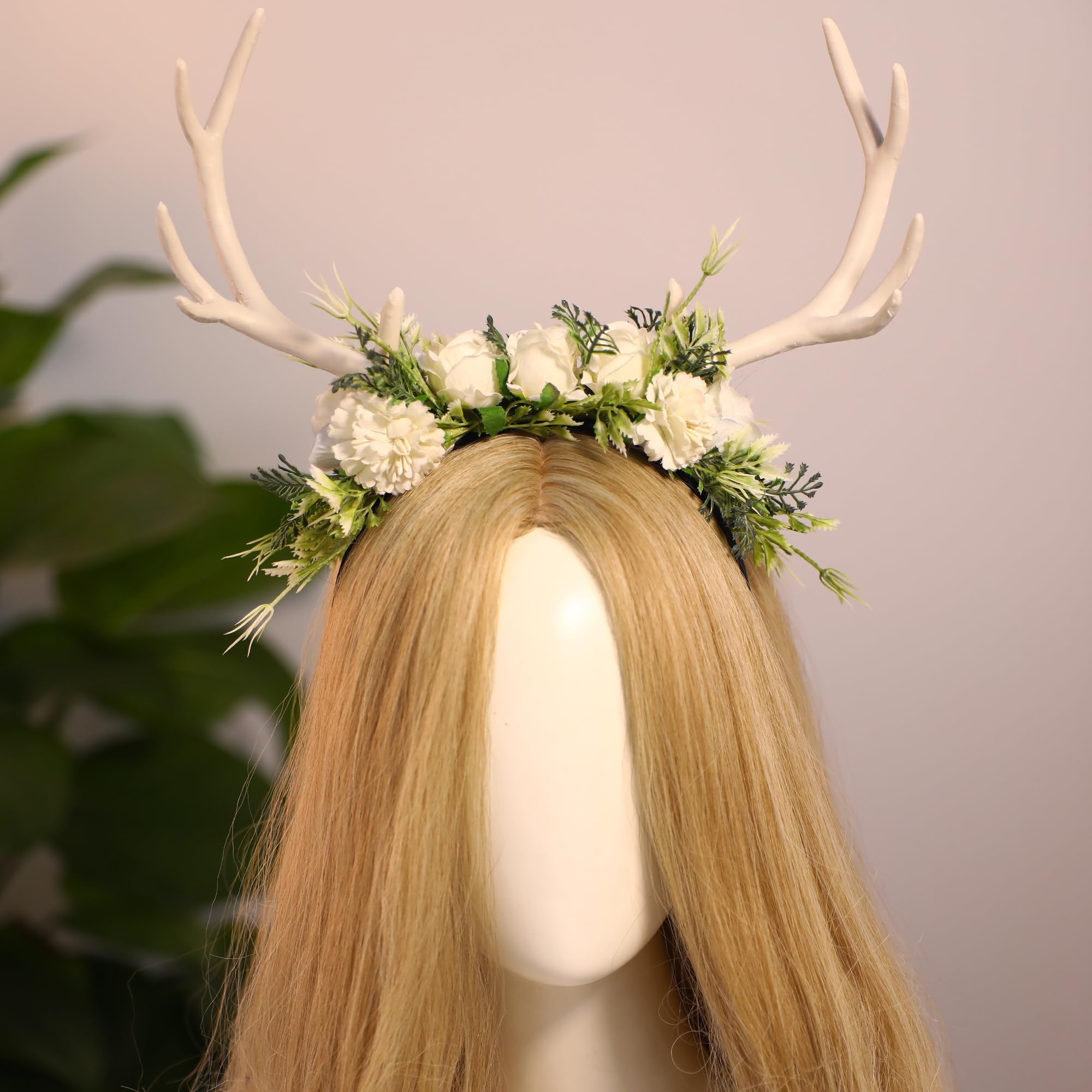 Amazon.com : MOSTORY Handmade White Flower Antler Headpiece  display picture 1