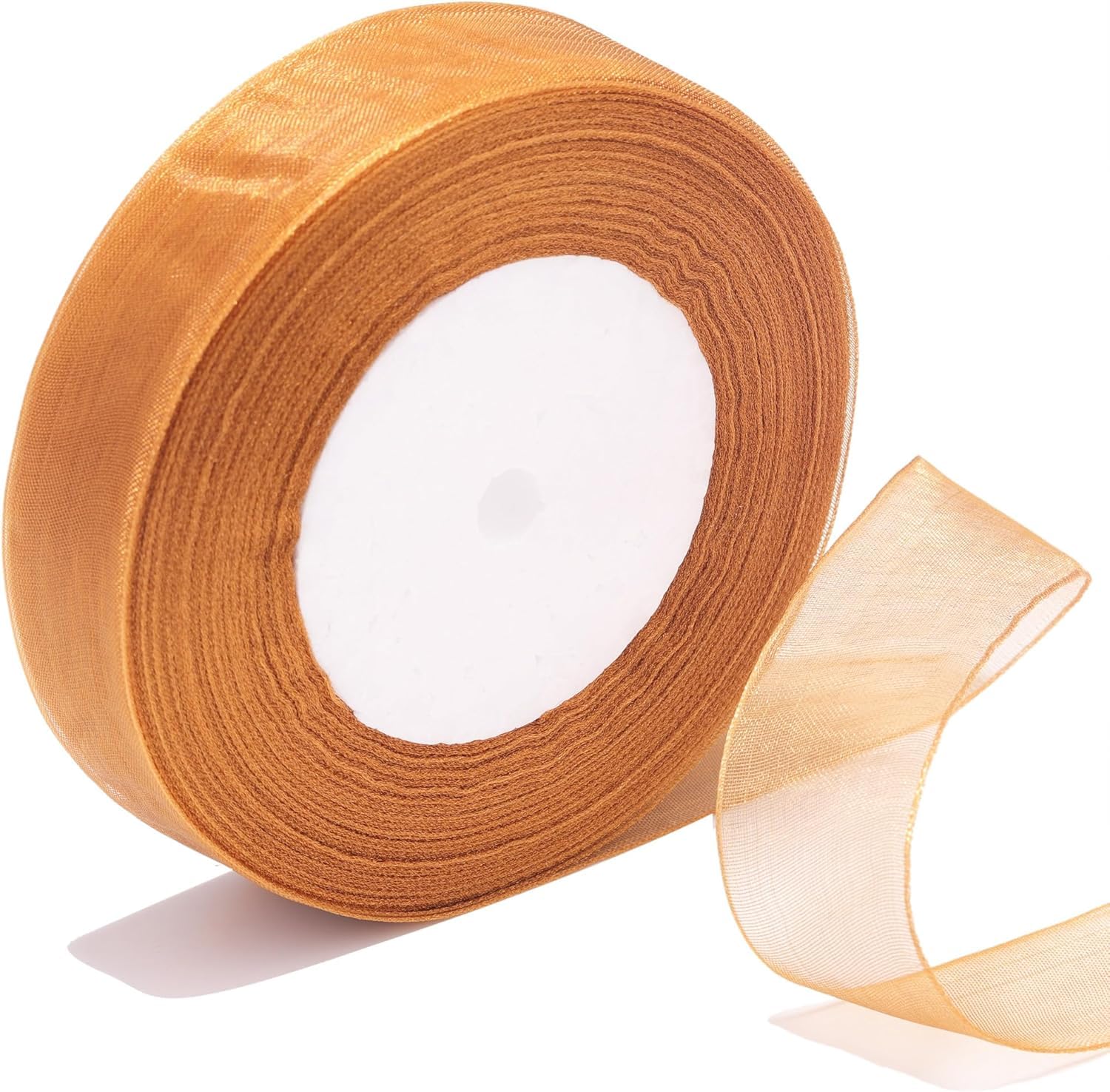 IMPRINT Sheer Organza Ribbon, 1 Inch Width, 35 Metres Length, Golden Brown