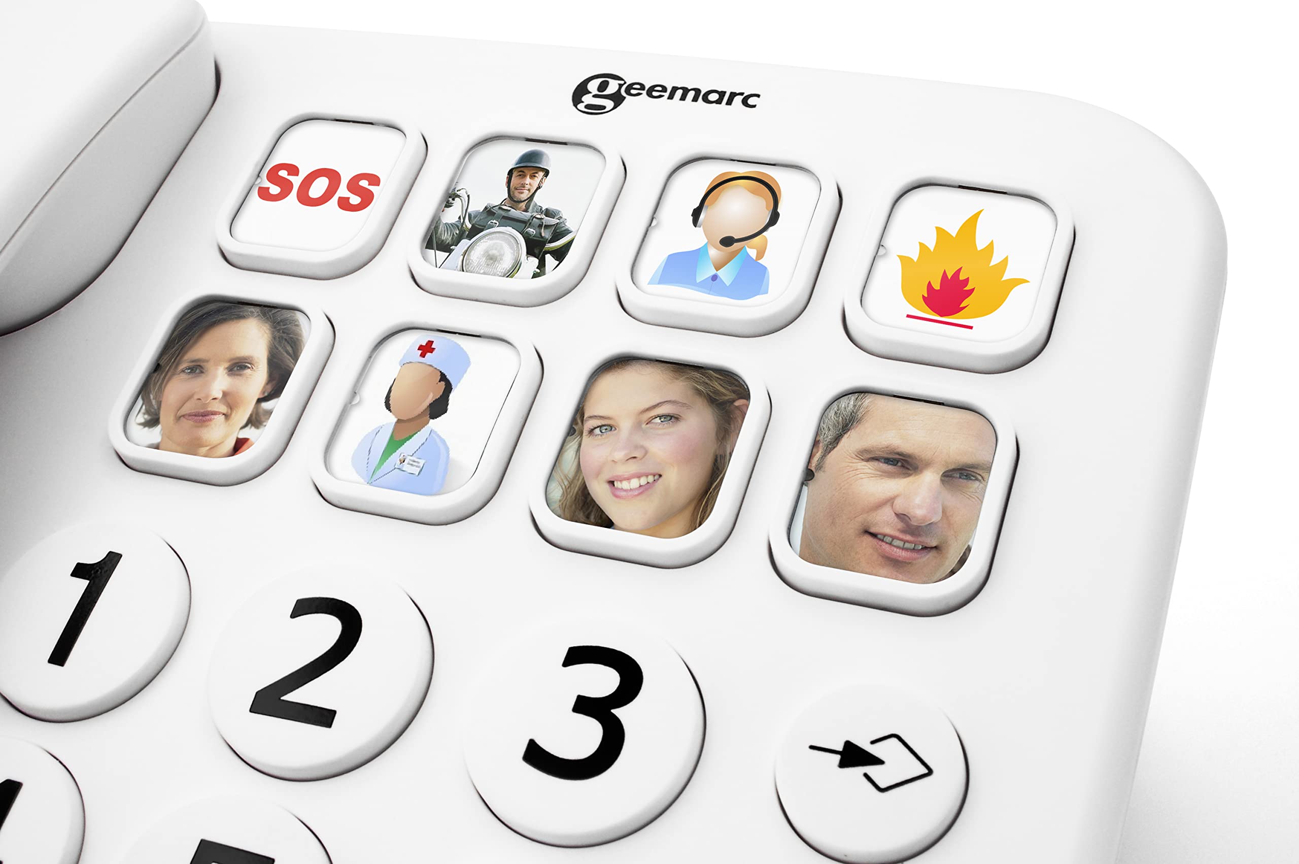 Geemarc Photophone 110 - Teléfono Fijo de Botones Grandes con Volumen de Recepción Amplificado y Teclas Fotográficas Personalizables para Mayores - Pérdida Auditiva de Baja a Media - Versión ES