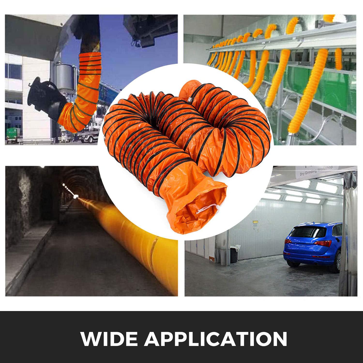 Lufttransportschlauch PVC Warmluftschlauch Lüftungsschlauch, Belüftungsschlauch für Heizgebläse, Belüftungsschlauch mit Skalierbarkeit und Flexibilität, Passend für Bauventilator,5M-60CM