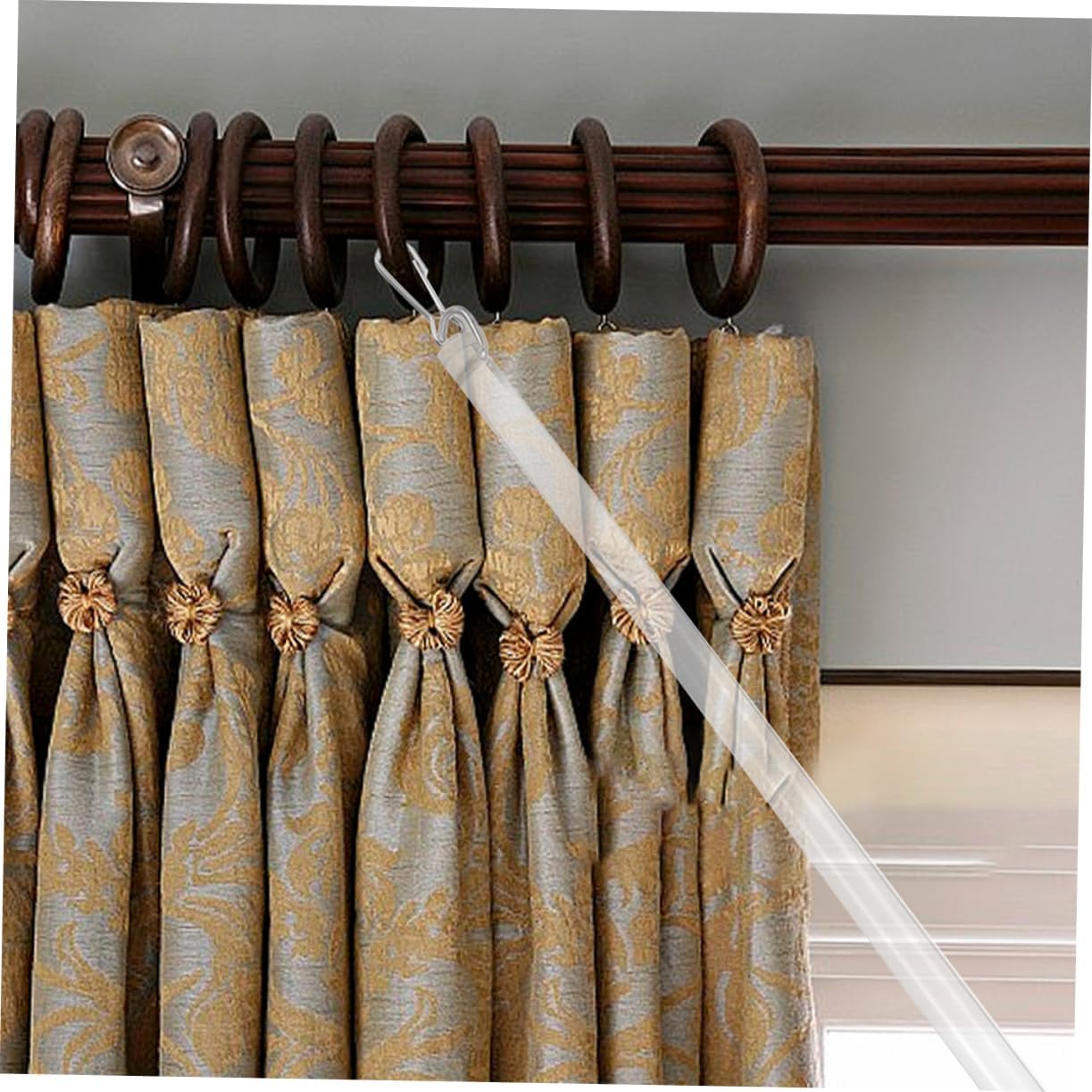 ORFOFE 12-Inch Acrylic Curtain Pull Wand Versatile Drapery Rod for Easy Opening and Closing 2-Piece Set for Modern Windows