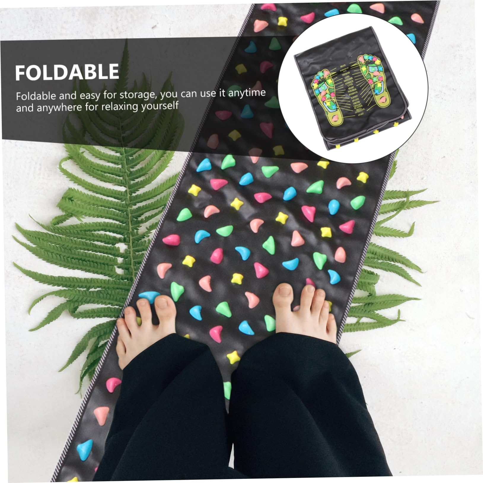 Akupressur Fußmatte 175x35cm aus Leder und PP für Fußmassage