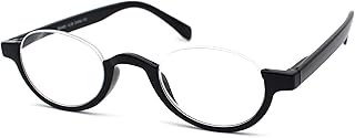 SA106 Bottom Half Plastic Rim Round Oval Powered Reading Glasses Black +3.0