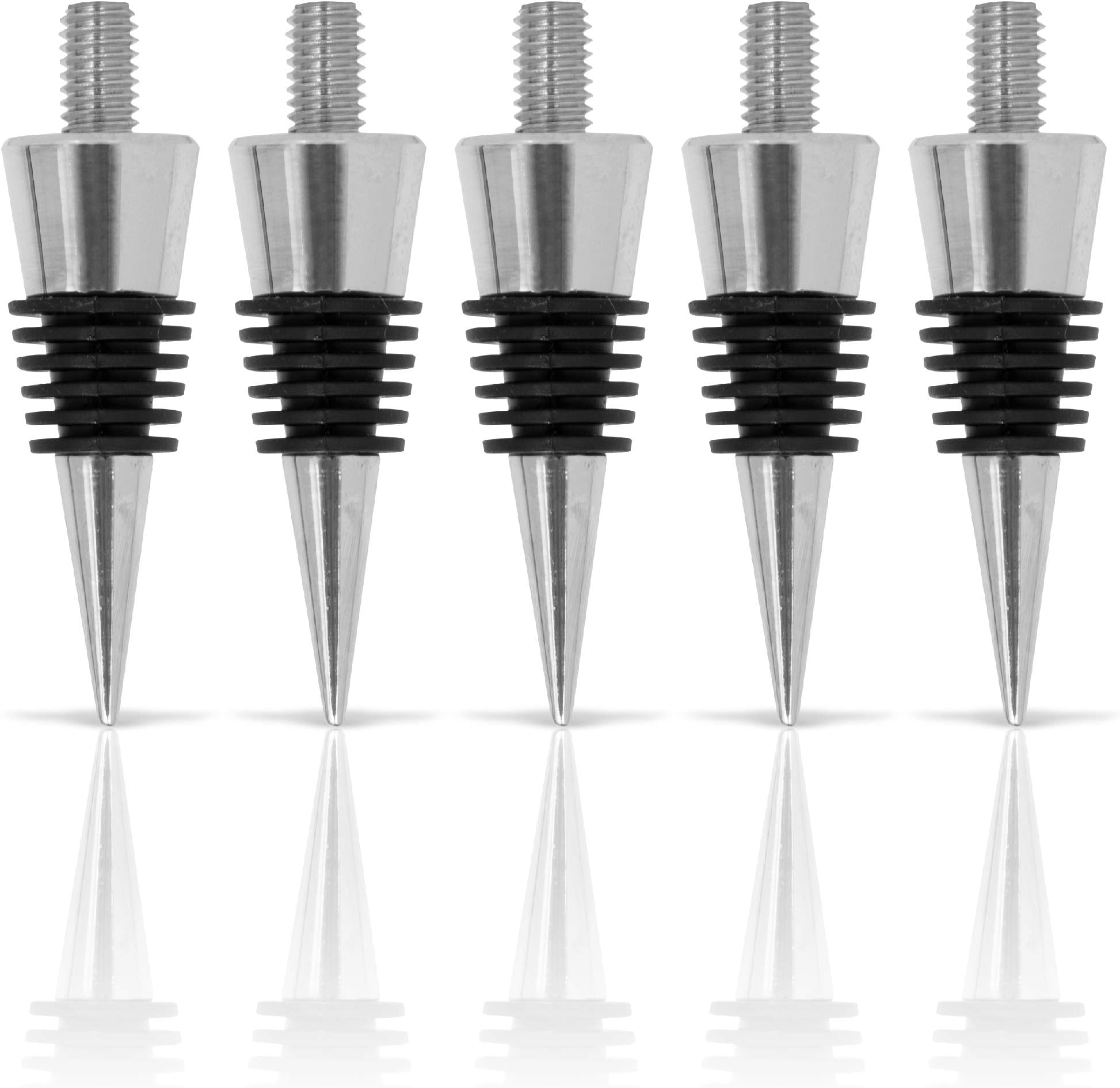 Savannah Classic Chrome Style Bottle Stopper with 3/8" x 16 tpi Threaded Post For Attaching Hand Made or Lathe Turned Handles … (5 Chrome Stoppers)