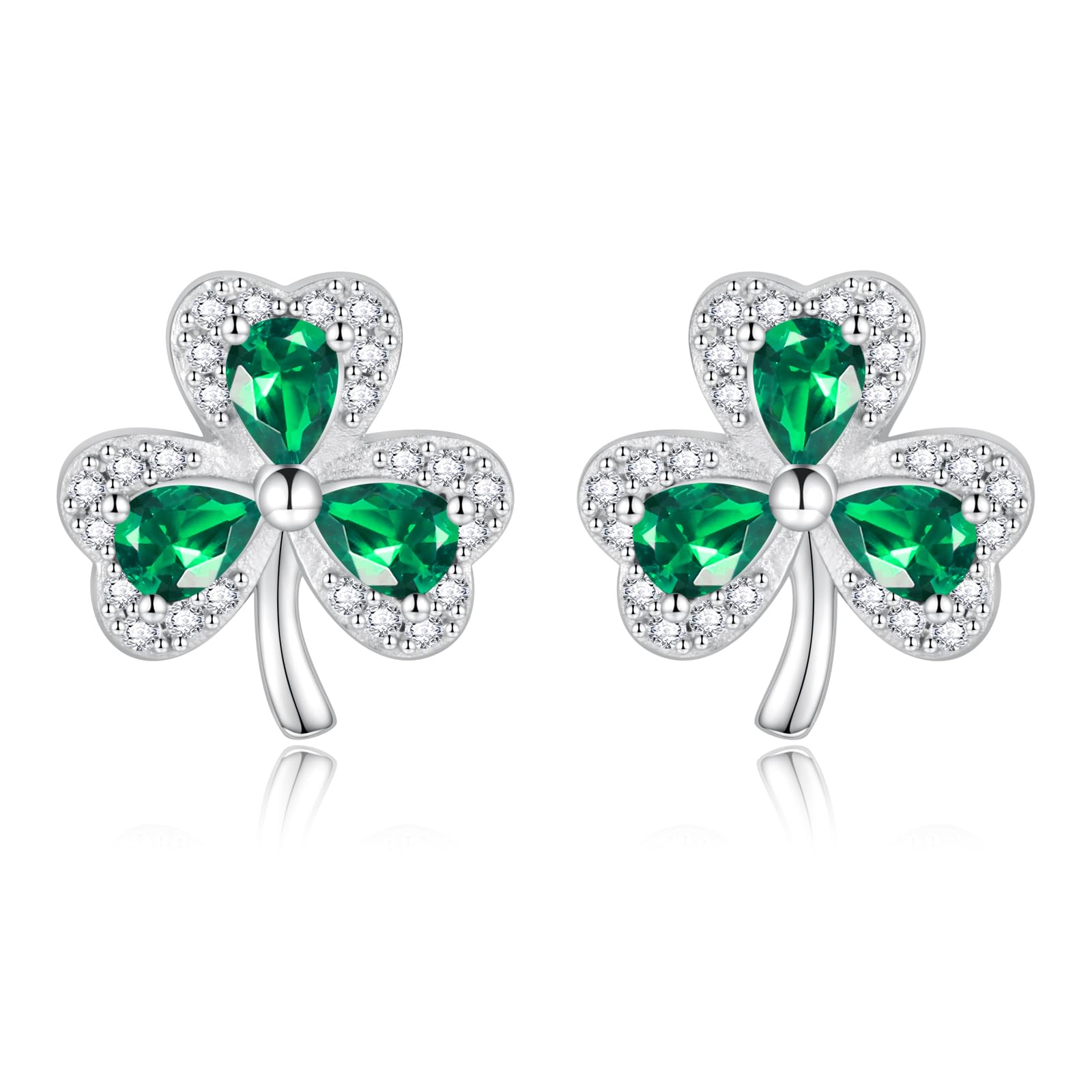 925 Sterling Silver Clover Stud Earrings