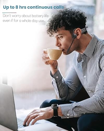 Miniatura 6 de Auriculares Bluetooth de conducción ósea con micrófono Auriculares inalámbricos para computadora con micrófono Cancelación de ruido Oreja abierta