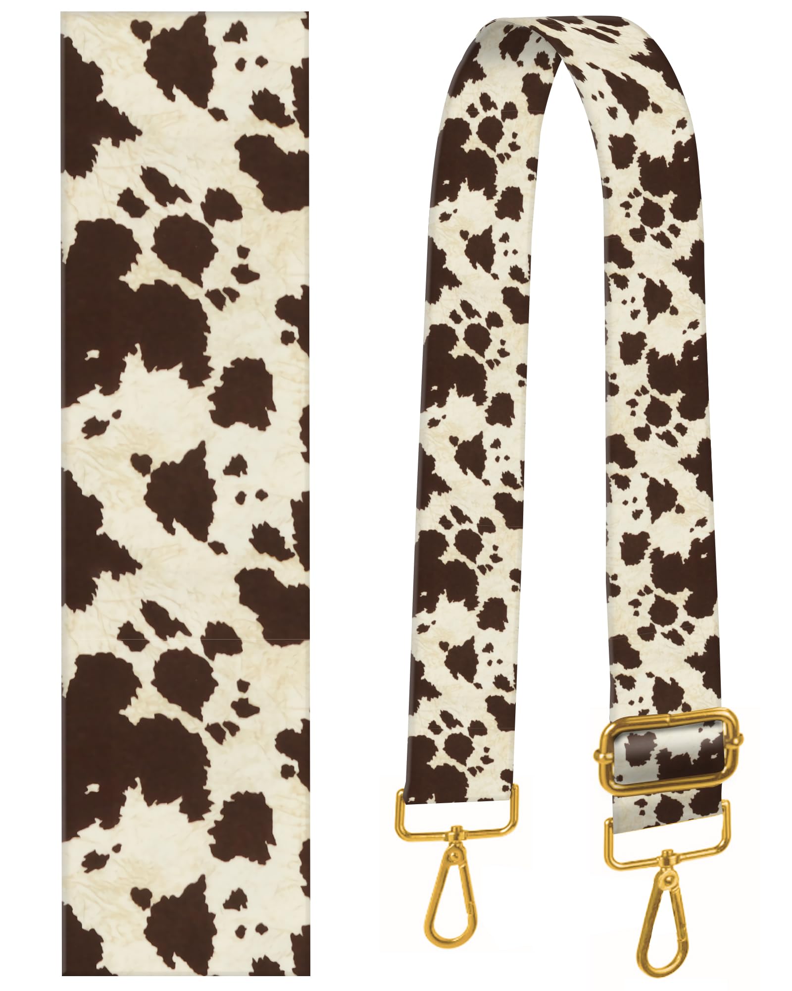 BeauBeast 2" Wide Shoulder Strap, Cute Handbag Strap, Retro Cow Print, 5cm Wide, Fabric, Classic, Brown
