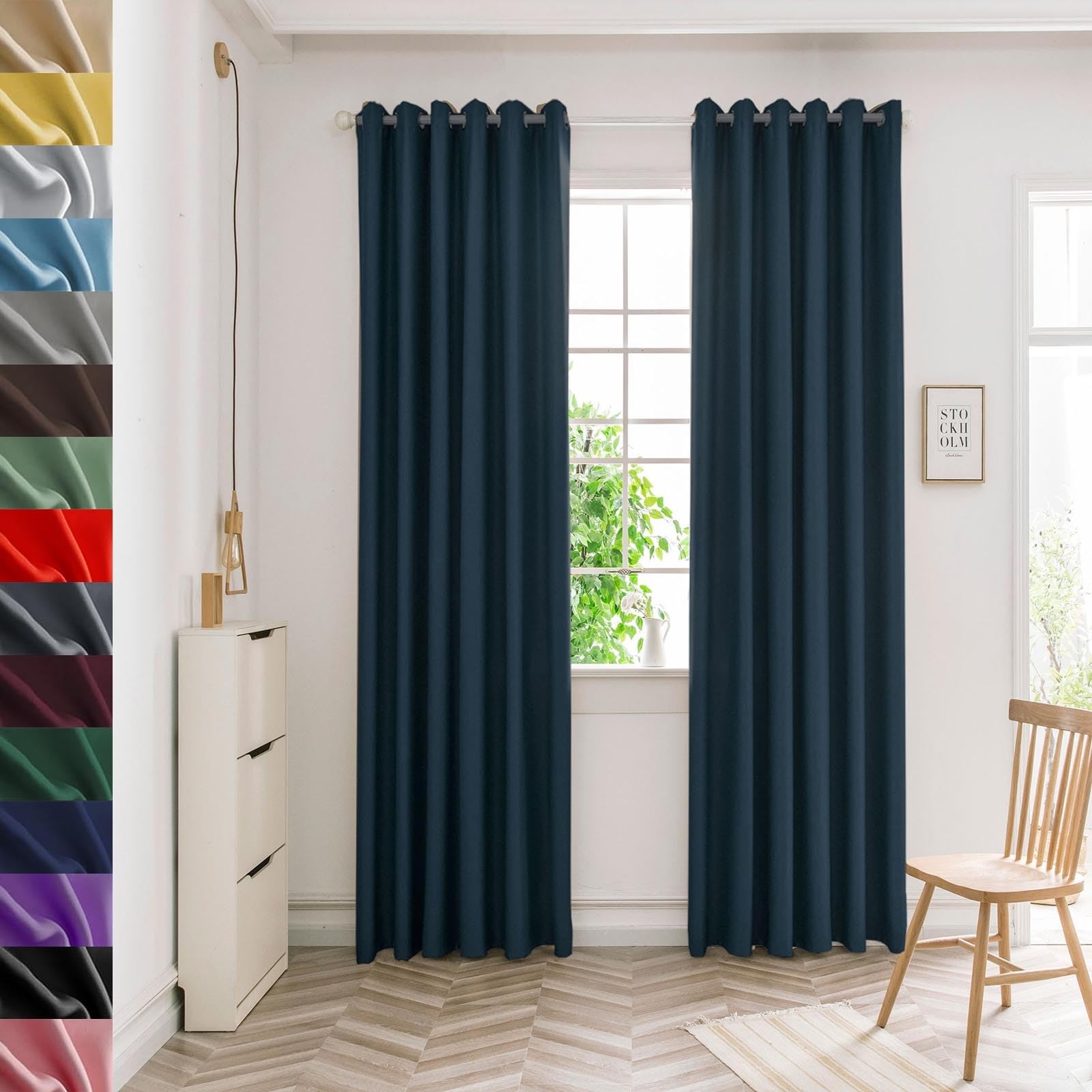 Gaifnag Navy Blue Curtains For Bedroom Blackout 160 X 140 Cm Drop Eyelet, Lightweight, Thermal Insulated Small Window Curtains Window Pelmets For Apartment/Hotel Dorm,