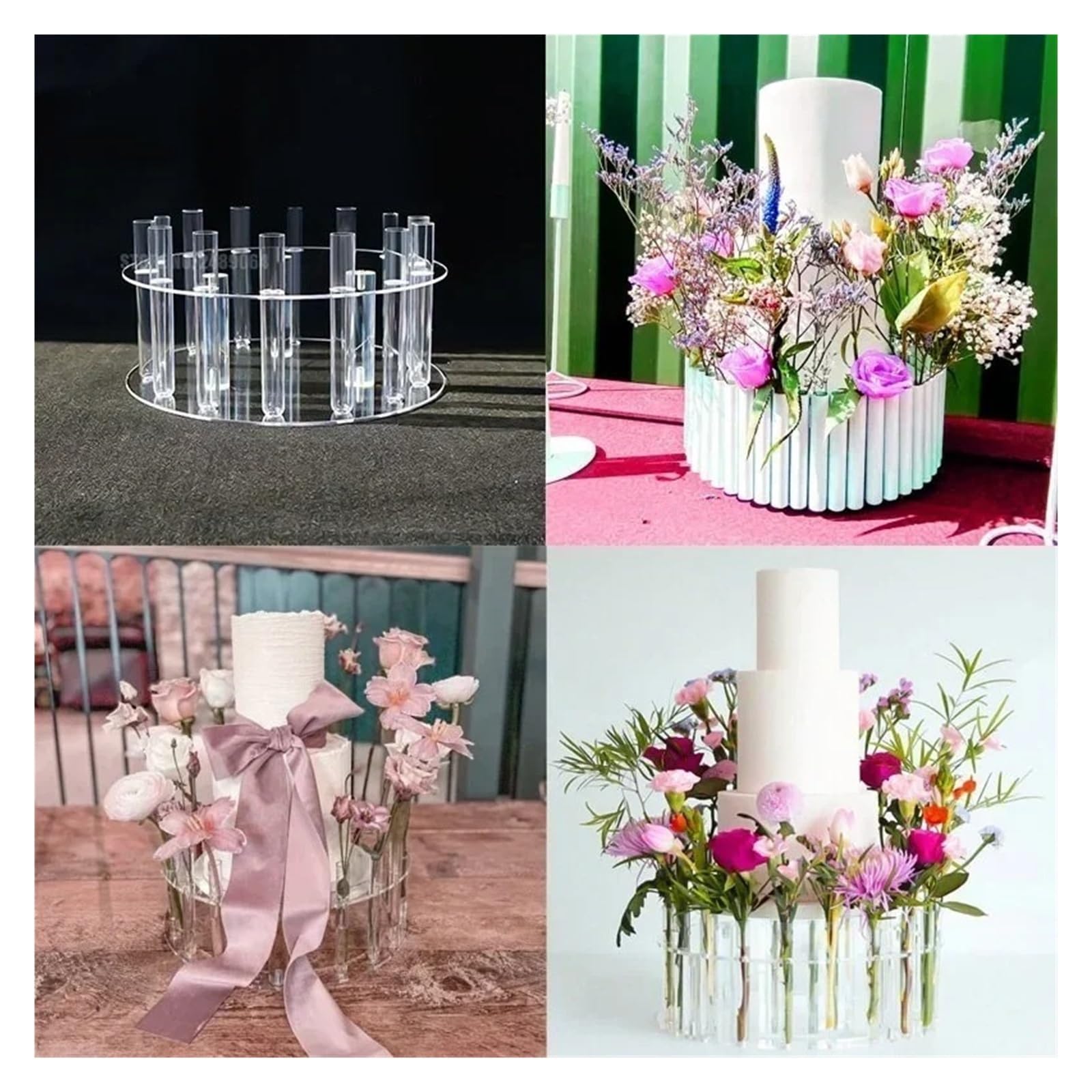 Soporte redondo transparente para tartas, bandeja de postre de boda y fiesta, 30 cm, decoración de corona de flores, herramientas grandes para eventos y celebraciones
