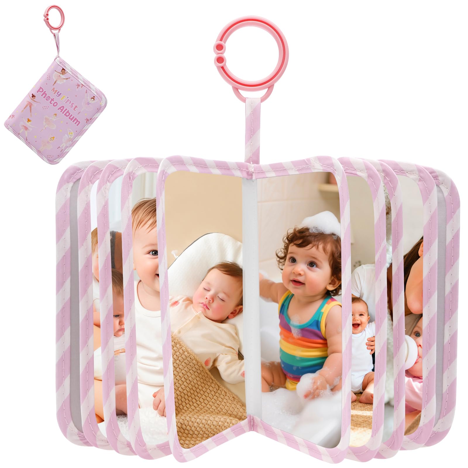 Ghshanog Women's Ballet Girl Baby Photo Album, Soft Cloth Infant Photo Book Holds 17 6Inch Photos,Toddler Memory Book With Safety Mirror,My First Year Photos Album For Family Newborns Toddlers Baby Shower (Ballet Girl)