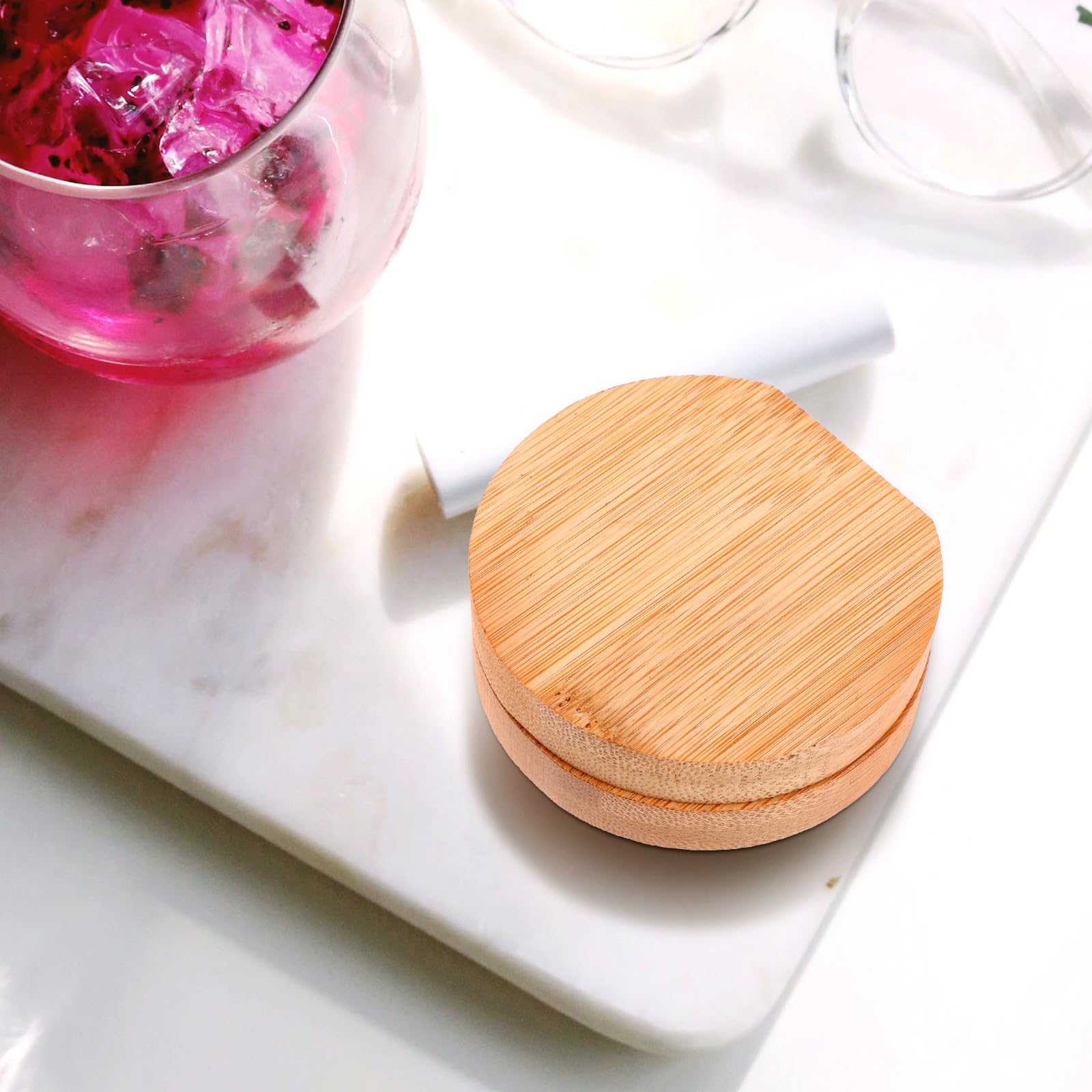 Espejo De Maquillaje De Bambú Espejo Portátil De Viaje para Maquillaje De Compacto para Diario
